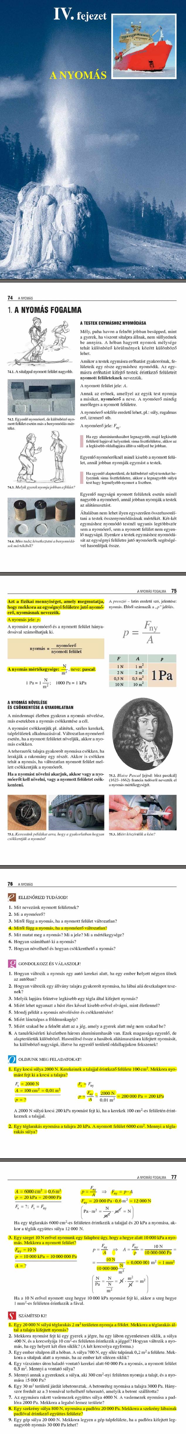 D1. A nyomás fogalma	74 