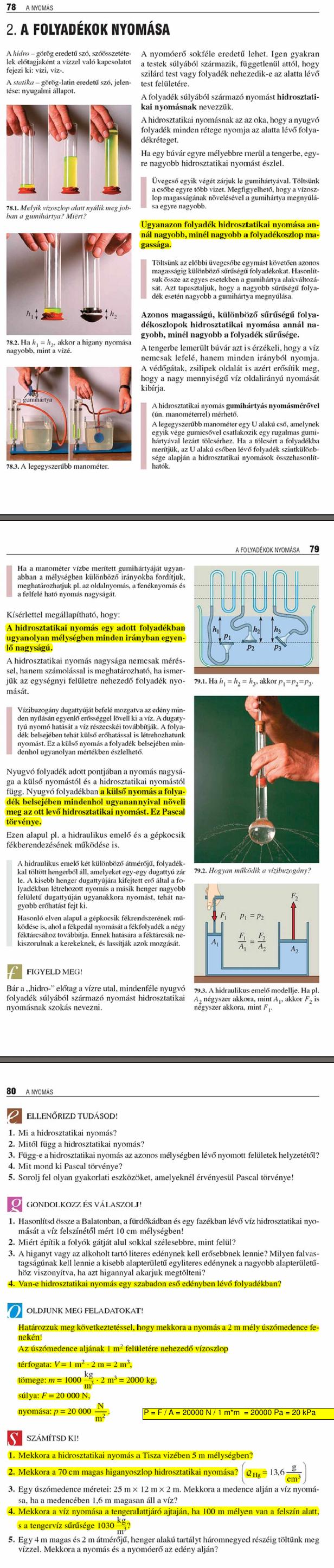 D2. A folyadékok nyomása	78 