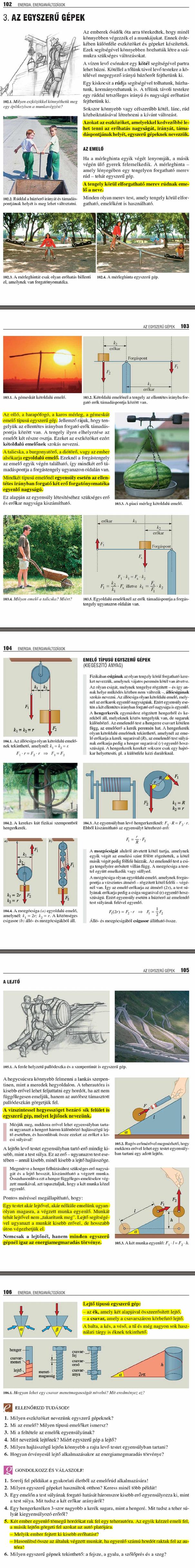 E3. Az egyszerű gépek	102