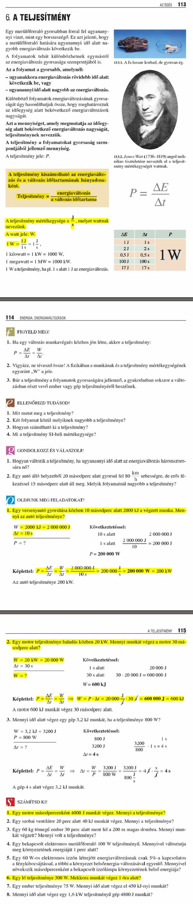 E6. A teljesítmény	113