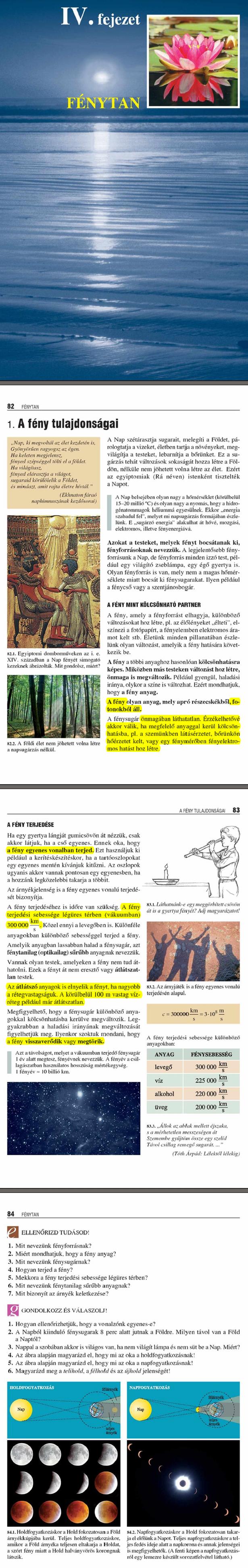 D1. A fény tulajdonságai 82 