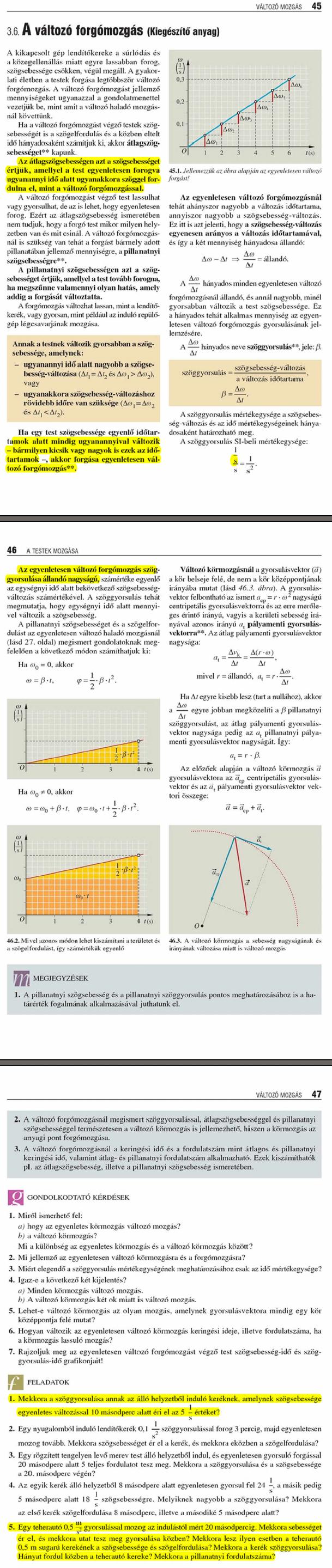 A8. A változó forgómozgás (Kiegészítő anyag) 45