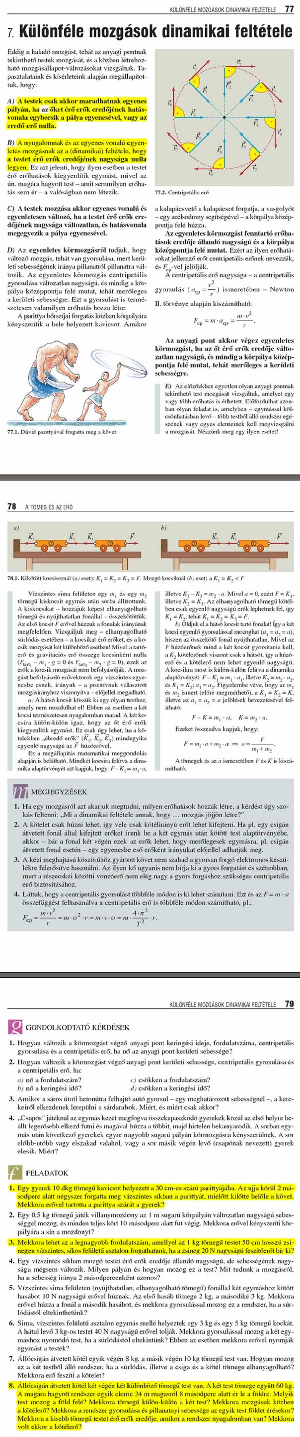 B9. Különféle mozgások dinamikai feltétele 88