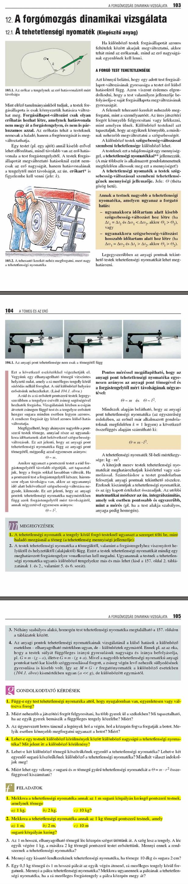 BF. A tehetetlenségi nyomaték (Kiegészítő anyag) 111