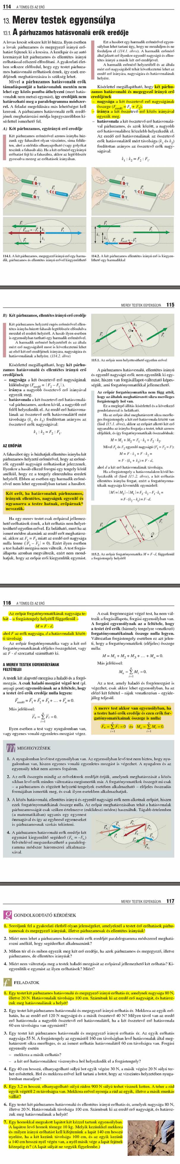 BH. A párhuzamos hatásvonalú erők eredője 122