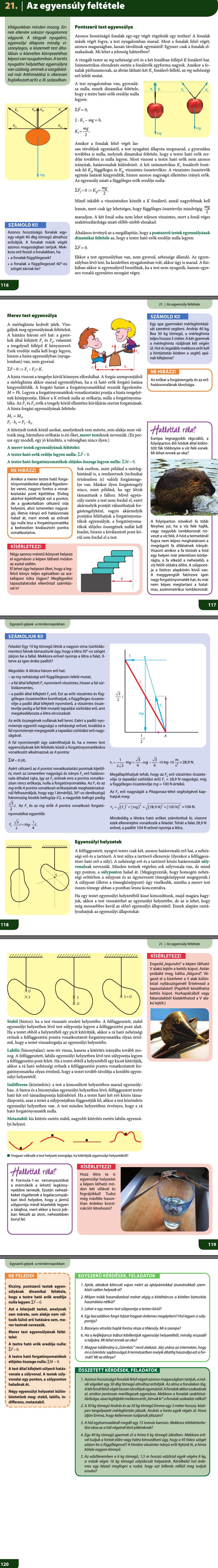 21. Az egyensúly feltétele 