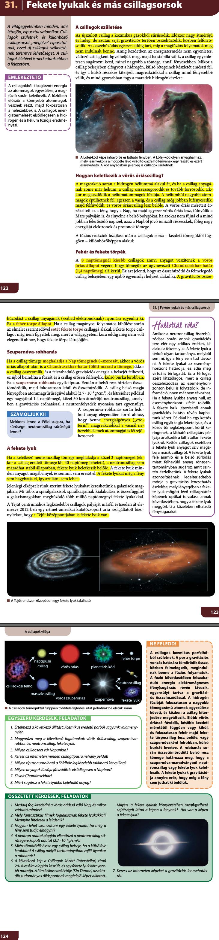 4. Fekete lyukak és más csillagsorsok